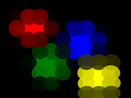 Four splats on black